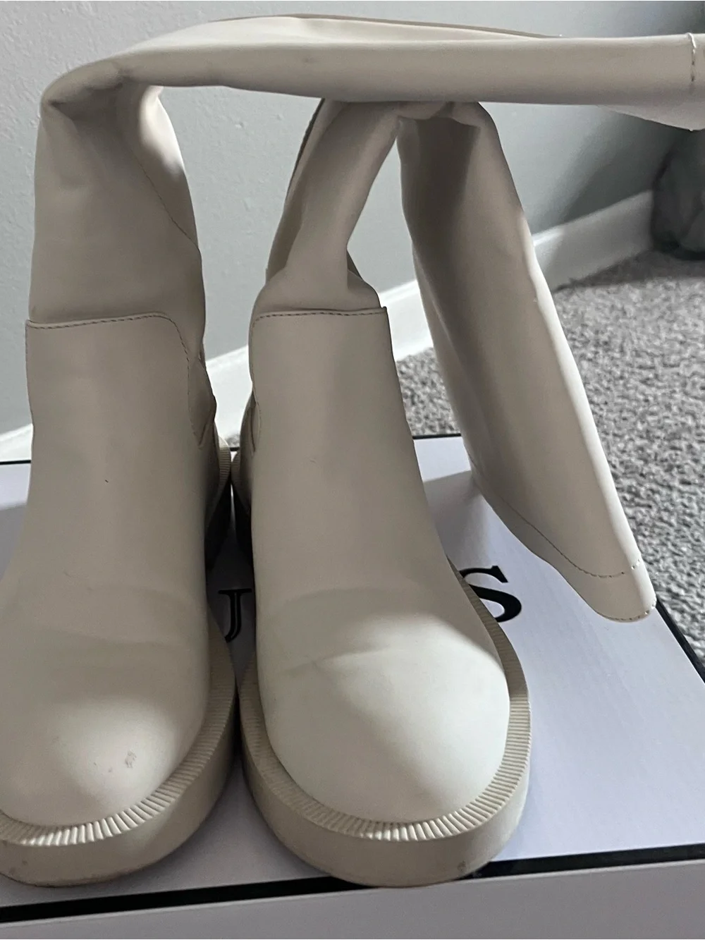 Zara Cream Over-the-Knee Flat Boots